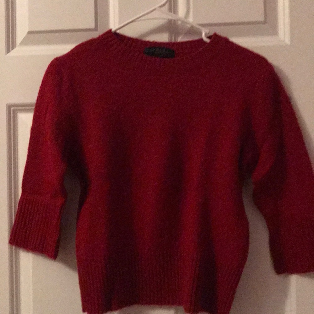 Cherry red 3 quarter length sleeve sweater